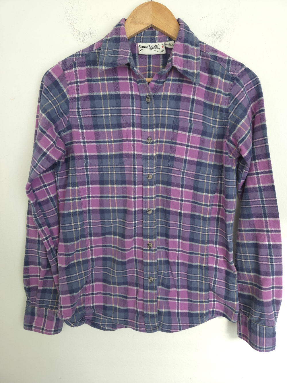 Canyon Guide Women's Purple Plaid Button-Down Flannel Shirt Size S